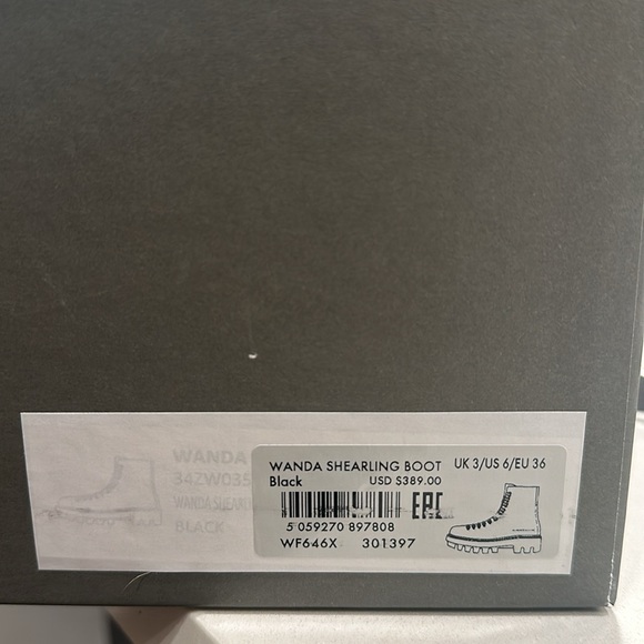 New All Saints Wanda Shearling Black Suede Hiking Combat Boots Size 36 - Picture 9 of 9